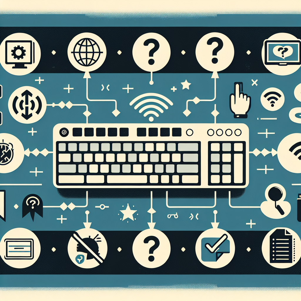 Alt text: "Diagram langkah-langkah pemecahan masalah untuk mengatasi masalah koneksi keyboard Logitech, termasuk tips untuk pemeriksaan perangkat dan pengaturan Bluetooth."