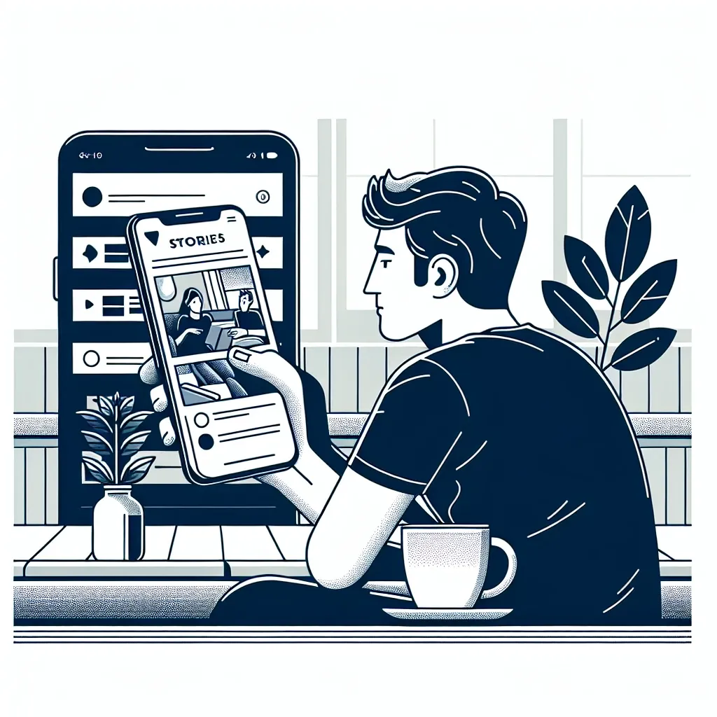 "Ilustrasi aplikasi Instagram Story Viewer untuk melihat cerita Instagram secara anonim tanpa terdeteksi, dengan tampilan antarmuka pengguna yang jelas dan fitur-fitur utama yang dihighlight."