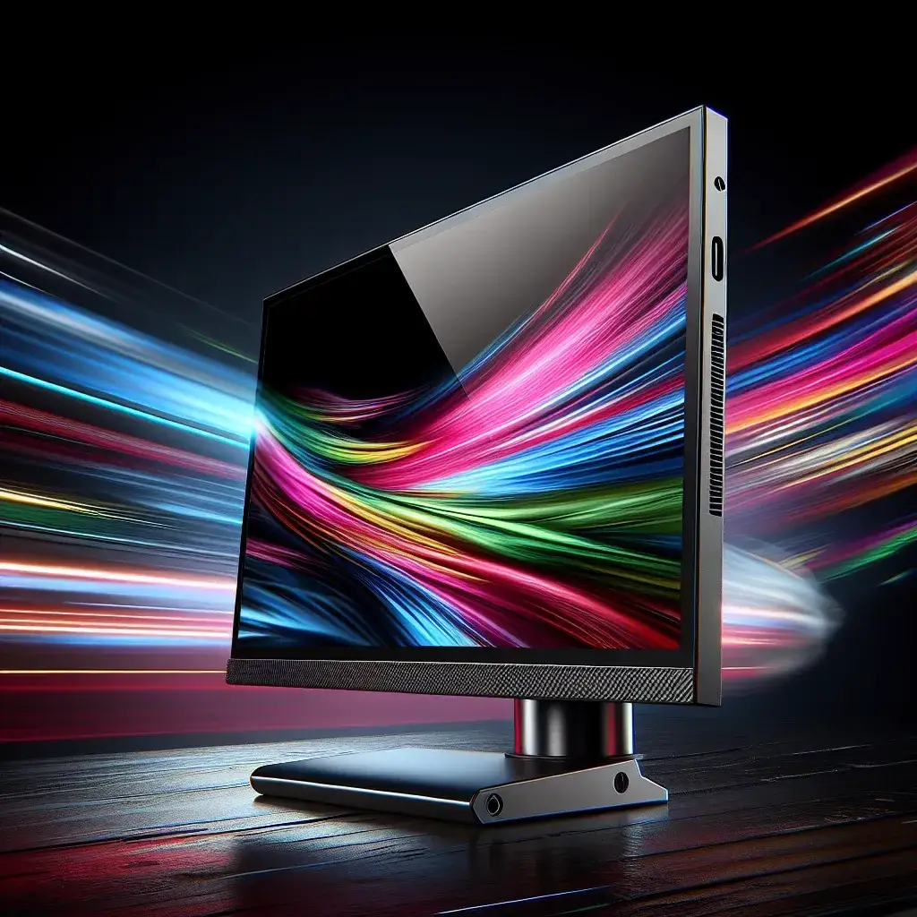 "ASUS ROG portable 4K 144 Hz gaming monitor showcased at launch event, highlighting its sleek design and high-resolution display for gamers."